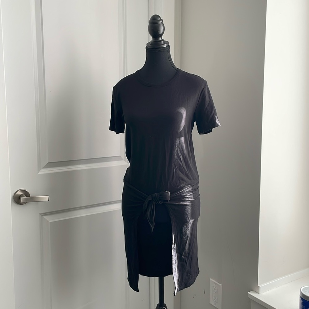 ARITZIA Wilfred Free Black Short-Sleeve Mini Cotton Dress